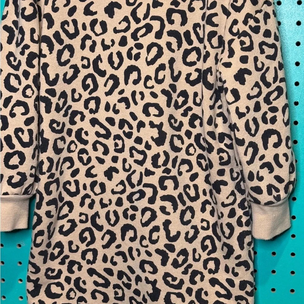 Old Navy Girls Leopard Hoodie Sweatshirt Dress Size 4T 5T Long Sleeve Cozy